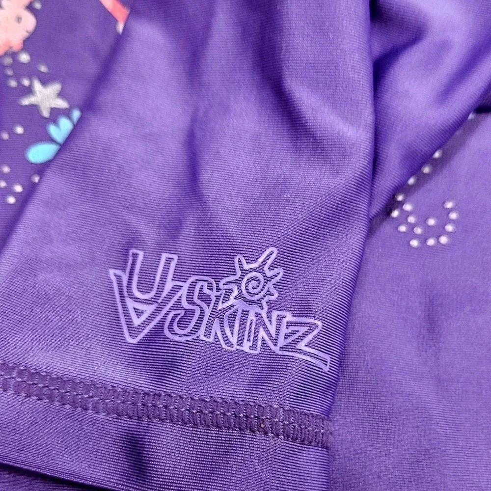 V Skinz UPF 50+ Sunwear Rash Guard Swim‎ Top 2T Purple Narwhal Starfish